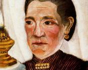 亨利 卢梭 : Portrait of the Artists Second Wife with a Lamp